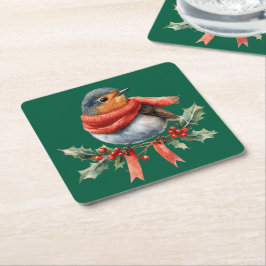 Sweet Festive Bird Rechteckiger Pappuntersetzer