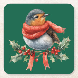 Sweet Festive Bird Rechteckiger Pappuntersetzer