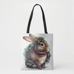 Sweet Festive Bunny Rabbit Tote Bag Tasche