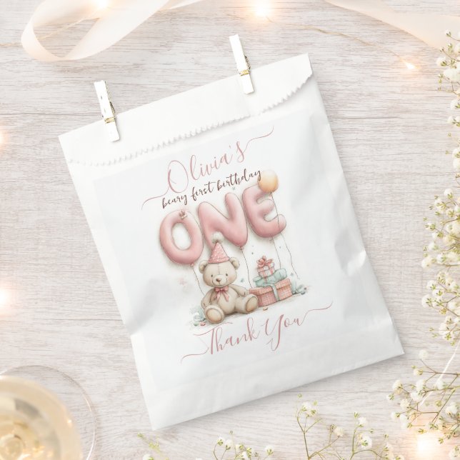 Sweet First Birthday with Teddy Bear  Geschenktütchen (Ausgeschnitten)