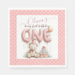 Sweet First Birthday with Teddy Bear  Serviette