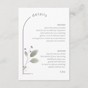 Sweet Floral Arch Wedding Details Lilac ID998 Begleitkarte