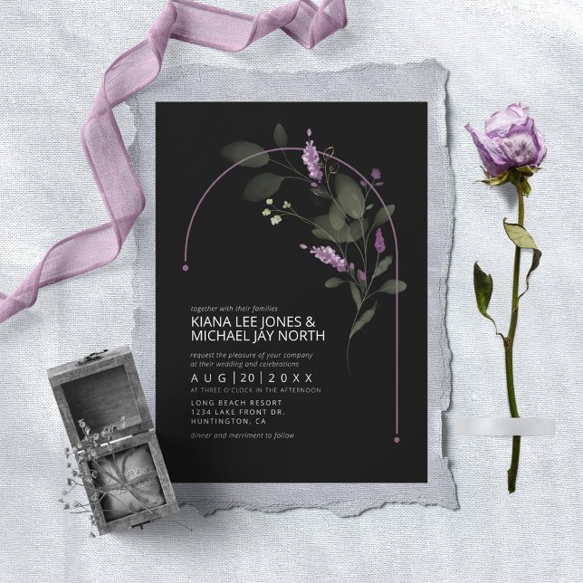 Sweet Floral Arch Wedding Lilac ID998 Einladung (Von Creator hochgeladen)