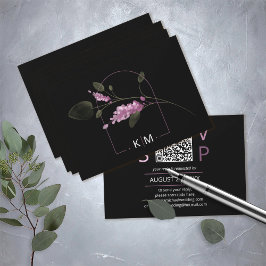 Sweet Floral Arch Wedding QR Code Lilac ID998 RSVP Karte