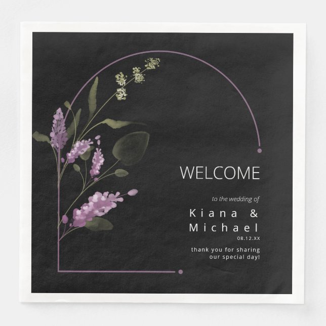 Sweet Floral Arch Wedding Welcome Lilac ID998 Serviette (Vorderseite)