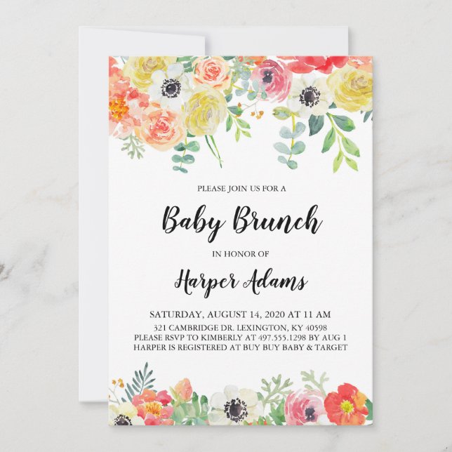 Sweet Floral Baby Brunch Invitation (Devant)