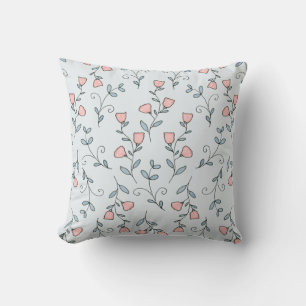 Sweet floral Boho Blush Pink Lavendel auf blau Kissen