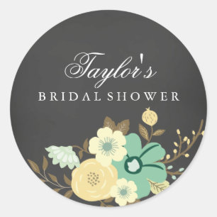 Sweet Floral Chalkboard Brautparty Sticker