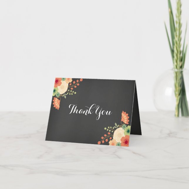 Sweet Floral Chalkboard Danke Karte (Vorderseite)