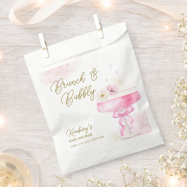 Sweet Floral Champagne Brunch Bubbly Baby Show Geschenktütchen (Ausgeschnitten)