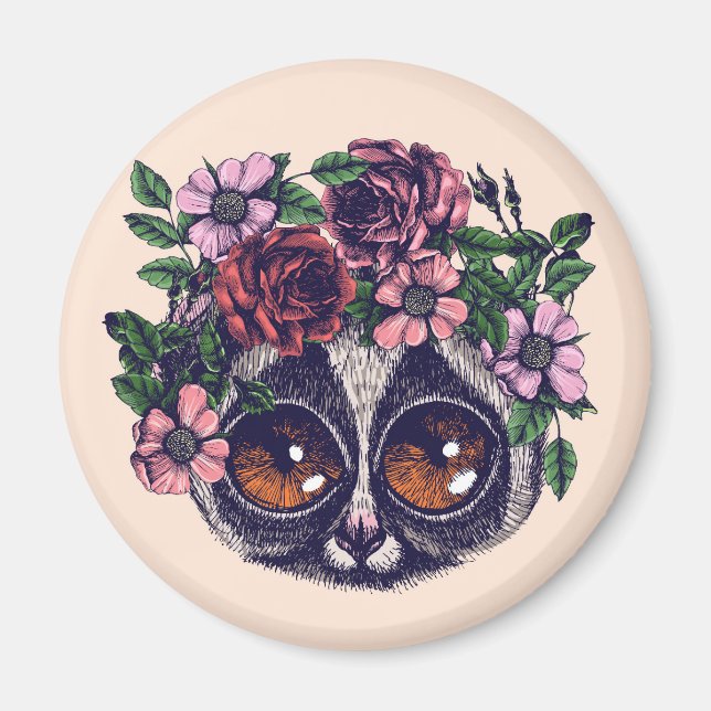 Sweet Floral Lemur Magnet (Vorne)