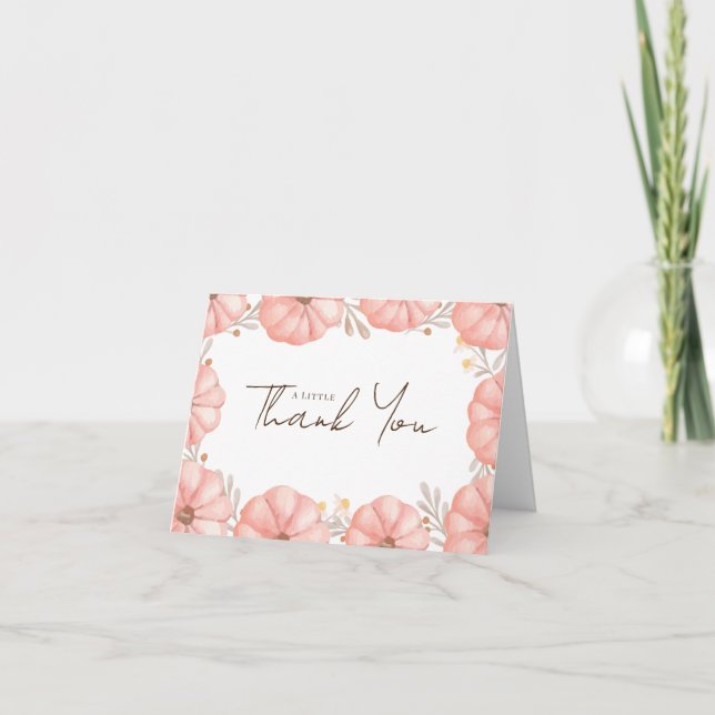 Sweet Floral Little Pumpkin Baby Dusche Dankeskarte (Vorderseite)