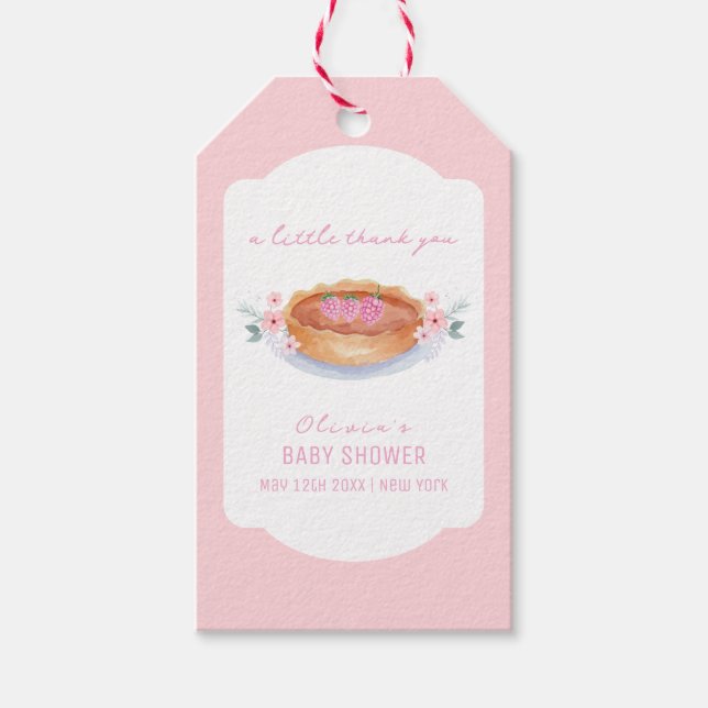 Sweet Floral Süsse Pie Raspberry Baby Dusche Geschenkanhänger (Vorderseite)