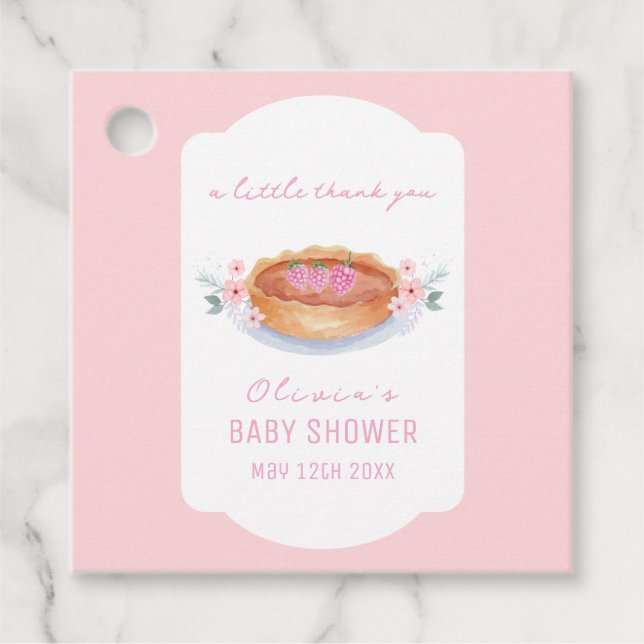Sweet Floral Süsse Pie Raspberry Baby Dusche Geschenkanhänger (Vorderseite)