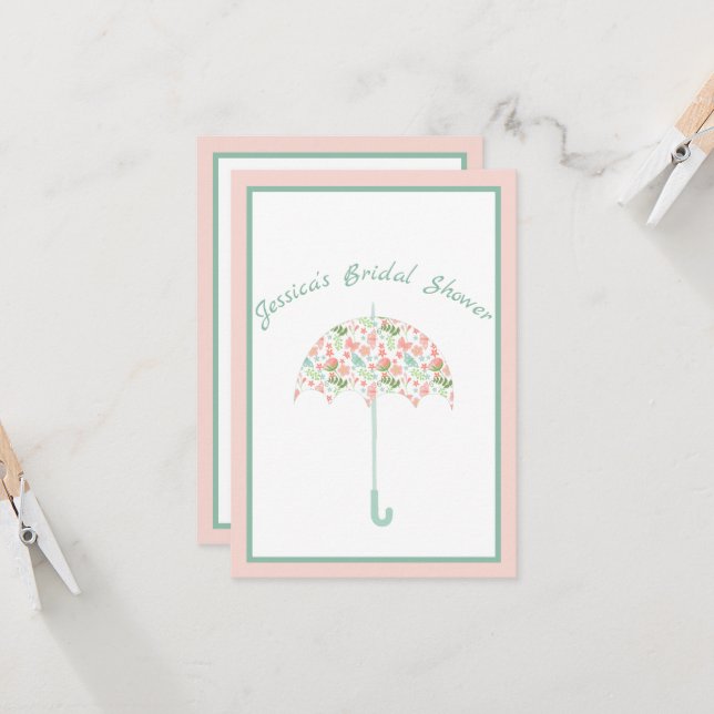 Sweet Floral Umbrella Bridal Dusche Einladung (Vorderseite/Rückseite Beispiel)