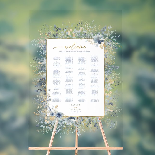 Sweet Floral Wedding Chart ID1045 Acrylschild (Neutral)