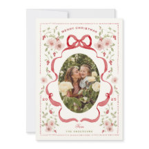 Sweet Floral Wreath Peint carte photo de Noël