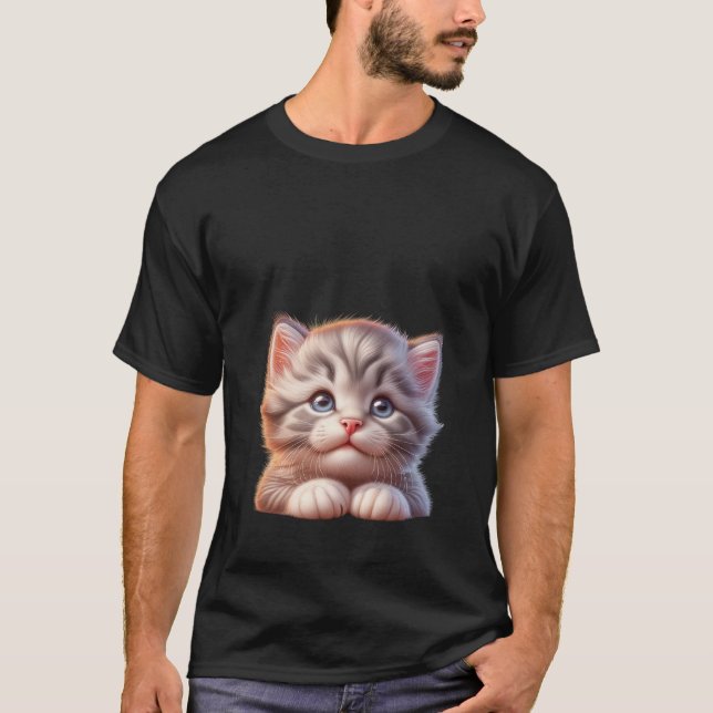 Sweet Fluffy Grey Kitten Blue Eyes Art  ✨🐾💙 T-Shirt (Vorderseite)