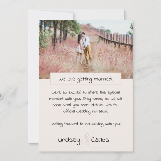 Sweet Foto Hochzeitskleid Silhouette erröten Save The Date (Rückseite)