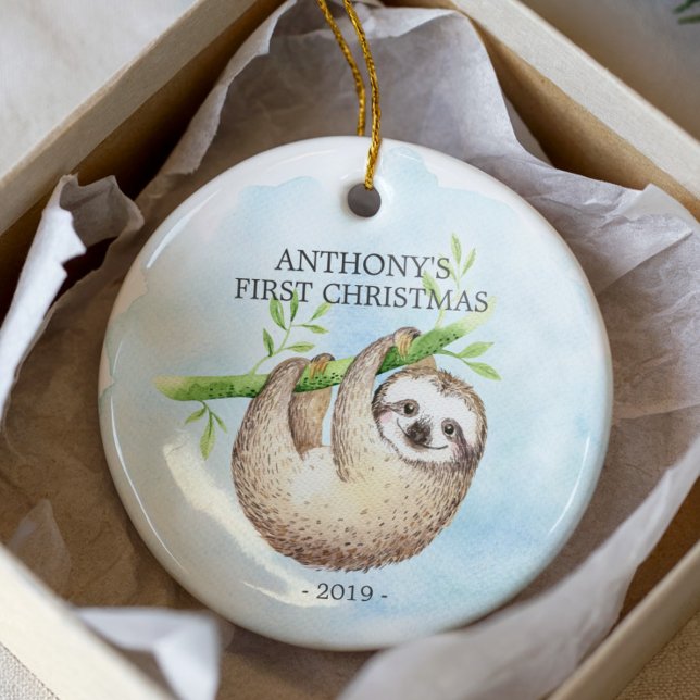 Sweet Foto Sloth Baby's First Christmas Ornament (Von Creator hochgeladen)