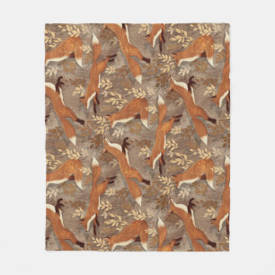 Sweet Fox Muster in Herbstneutralen Fleecedecke