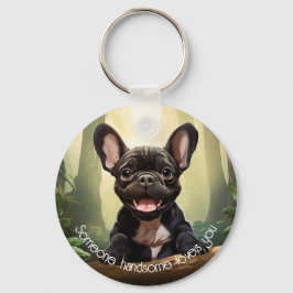 😍 Sweet Frenchie Welpe im Wald Schlüsselanhänger