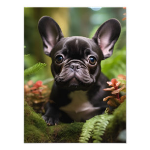 🐶 💛 Sweet Frenchie Welpe in einem Dschungel Fotodruck