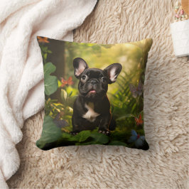 🐶 💗 Sweet Frenchie Welpe in einem Dschungel Kissen