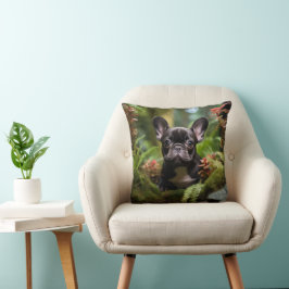🐶 💛 Sweet Frenchie Welpe in einem Dschungel Kissen