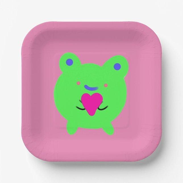 Sweet Frog mit Herz Pappteller (Vorderseite)
