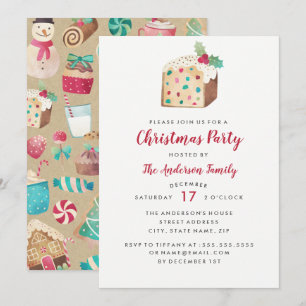 Sweet Fruitcake Weihnachtskarte Party Einladung