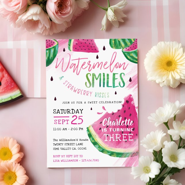 Sweet Fruity Watermelon Geburtstagsparty Einladung (Sweet Fruity Watermelon Birthday Party Invitation)