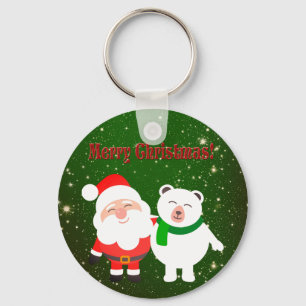 Sweet Funkelnd Green, Santa und Bär Schlüsselanhänger