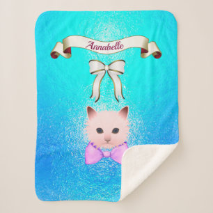 Sweet Funny Cat mit Bow Name Personalize Sherpadecke