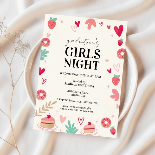 Sweet Galentines Day Invitation Donut Treats Einladung (Von Creator hochgeladen)