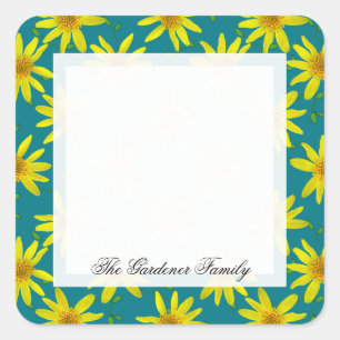 Sweet Garden Yellow Arnica Wildblume auf beliebige Quadratischer Aufkleber