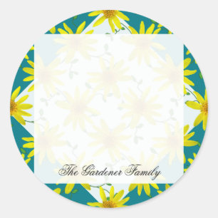 Sweet Garden Yellow Arnica Wildblume auf beliebige Runder Aufkleber