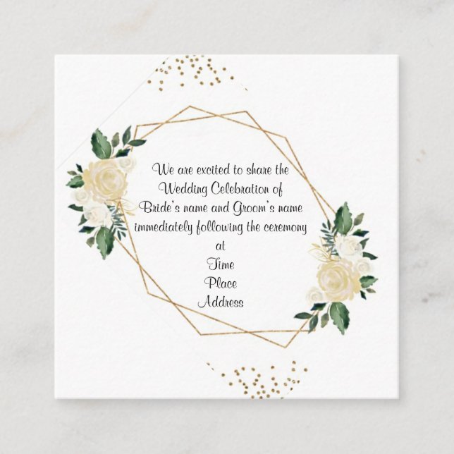Sweet Geometric Cream Rose Wedding Card Begleitkarte (Vorderseite)