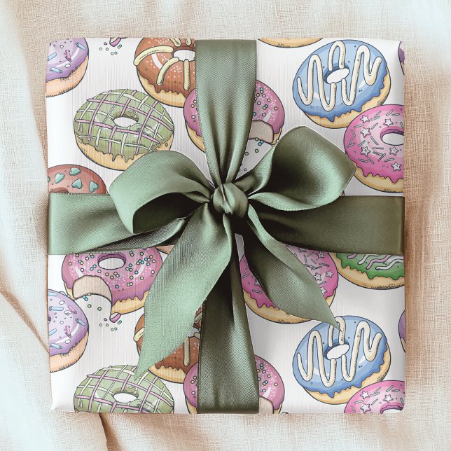 Sweet geschmackvolle Donuts farbenfrohe Speisen De Geschenkpapier (Von Creator hochgeladen)