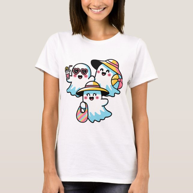 Sweet Ghosts am Strand T-Shirt (Vorderseite)