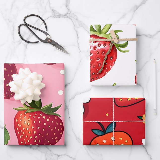 Sweet Giant Strawberry Geschenkpapier Set (Vorderseite)