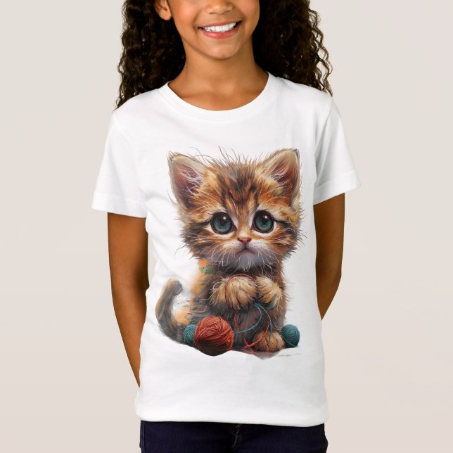 Sweet Ginger und White Patchwork Kitten Charm T-Shirt (Vorderseite)