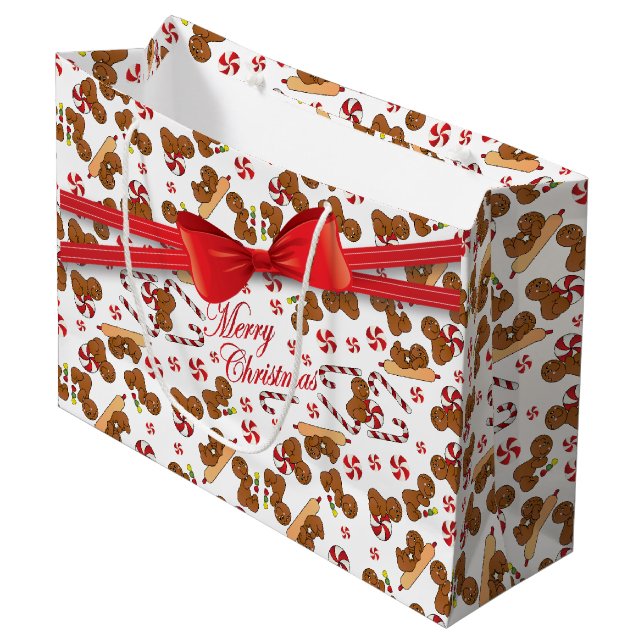 Sweet Gingerbread Men Bakers Große Geschenktüte (Vorderseite Schrägansicht)