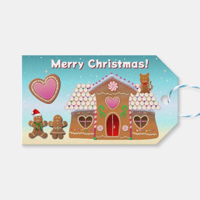 Sweet Gingerbread Zuhause Geschenkanhänger (Vorderseite (Horizontal))