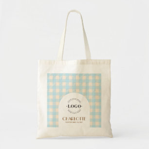 Sweet Gingham Preppy Logo Custom Business oder Sho Tragetasche
