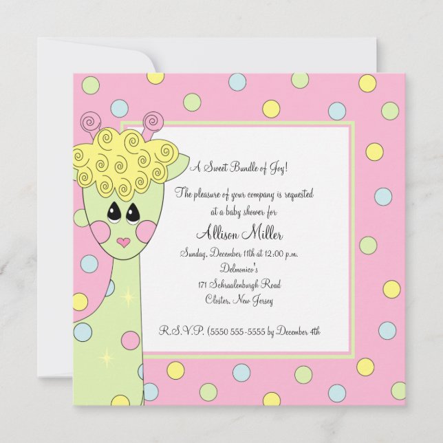 Sweet Giraffe Baby Shower Einladung (Vorderseite)