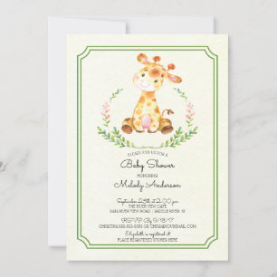 Sweet Giraffe Neutral Baby Shower Einladung