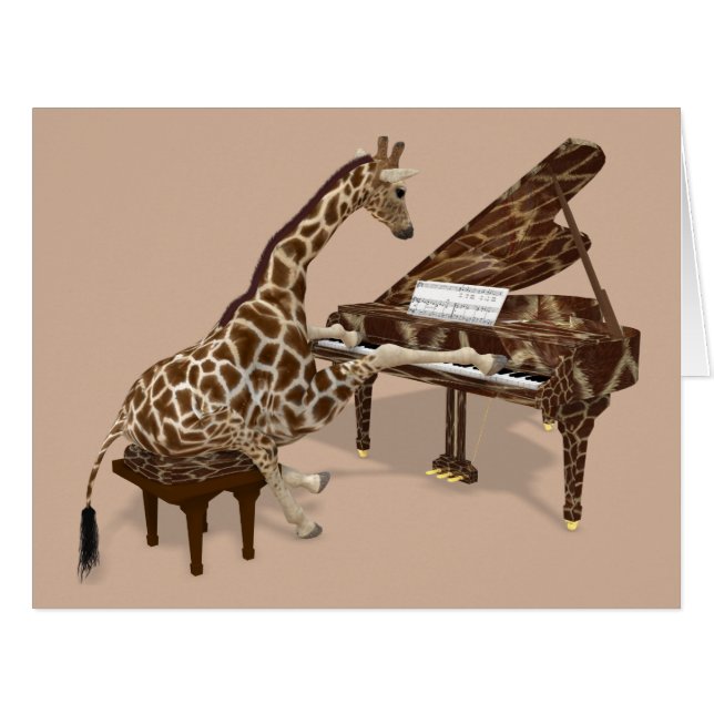 Sweet Giraffe Playing Piano (Vorderseite (Horizontal))
