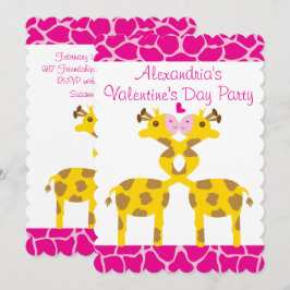 Sweet Giraffen in Liebe Pink Kids Valentines Party Einladung