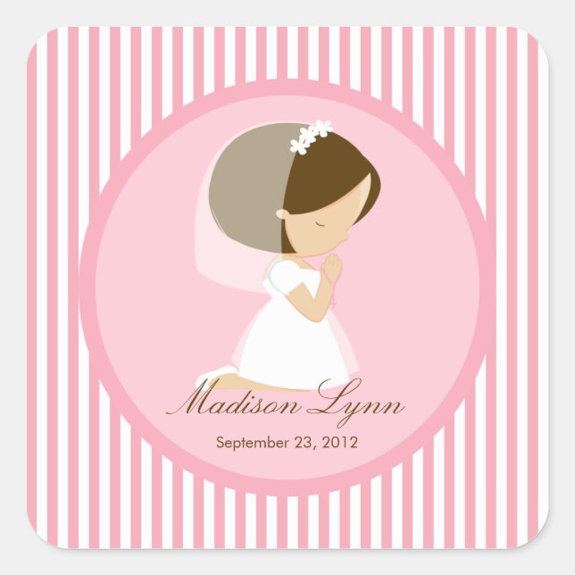 Sweet Girl First Heilige Kommunion Sticker Pink (Vorderseite)